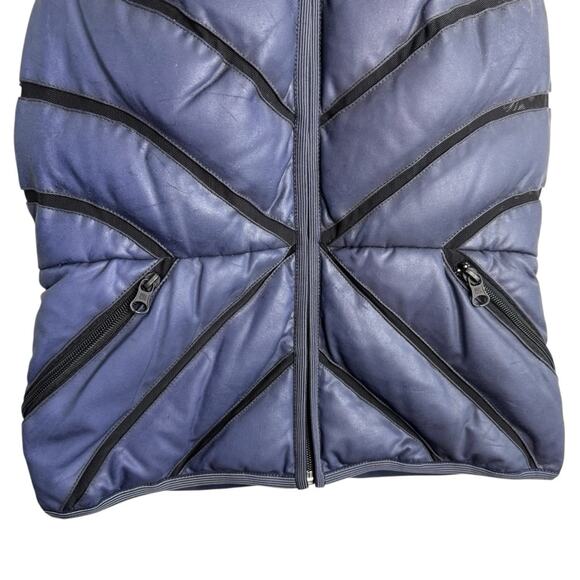 Blanc Noir Mesh Inset Reflective Midnight Blue Puffer Vest - Picture 4 of 7